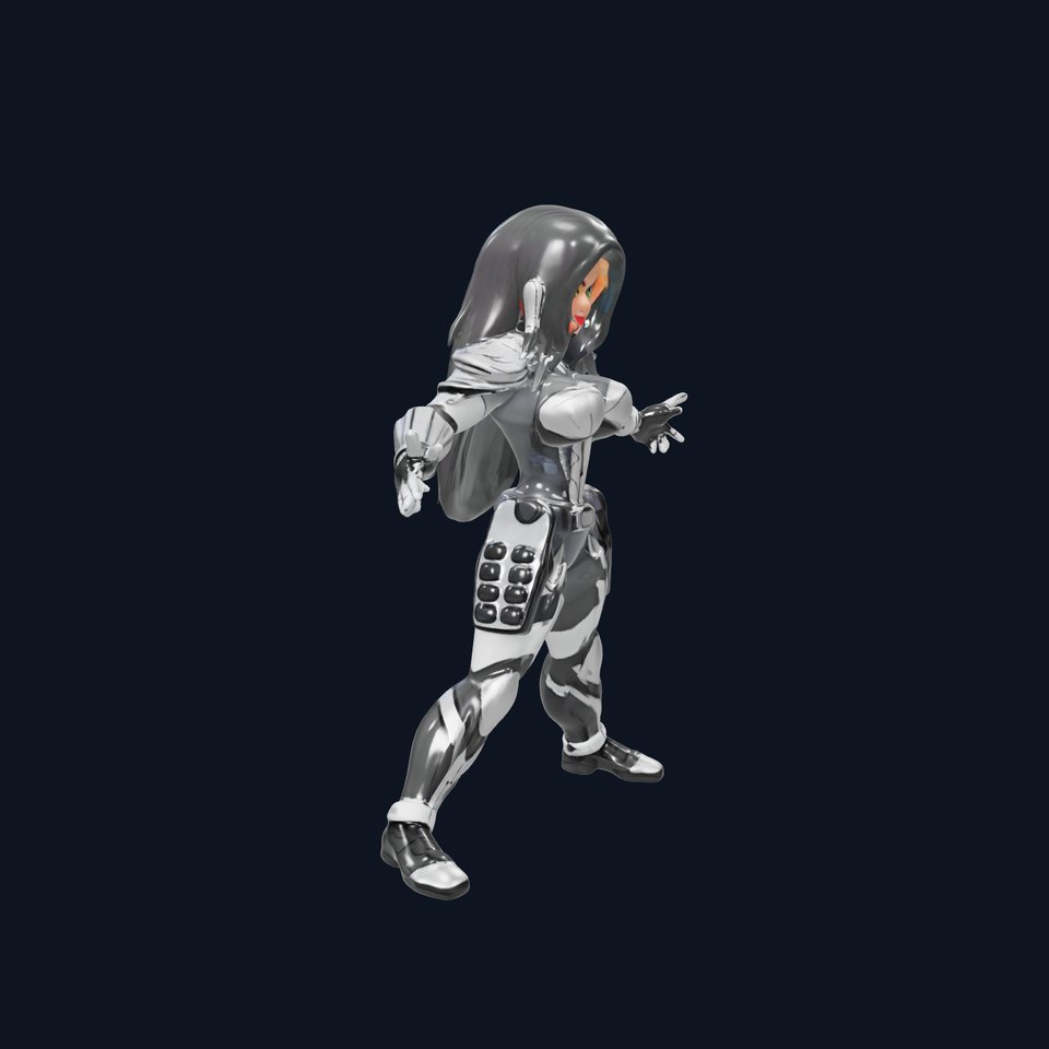Futuristic Warrior Female Rigged and Animated D Character Model